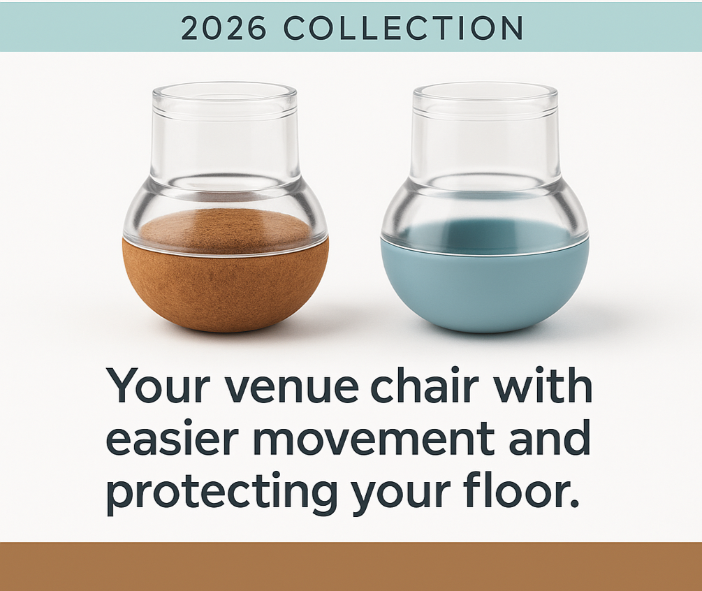 Smart Tip Silicone Chair Feet by Table Feet® make carpeted venues easier to manage by reducing friction and improving mobility. The silicone base protects carpet fibres while allowing effortless chair movement.