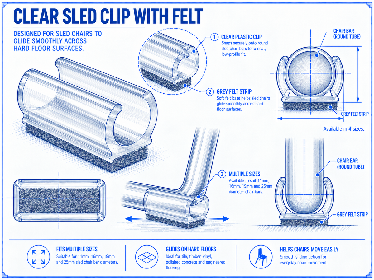 Felt Clip-On Sled Base Chair Glides – Premium Floor Protection & Noise Control